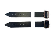 Sturdy Black Kilt Strap and Chrome Buckle with Leather Tab 1.25 Inch 3cm Wide x2