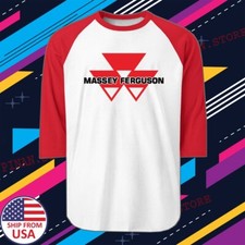 MF Massey Ferguson Tractor Men's Raglan Red Size S to 2XL