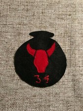 WWI US Army patch 34th Infantry Division" Red Bull" Patch AEF wool felt