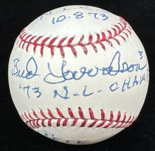 Bud Harrelson 73 NL Champs Pete Rose Fight Signed Baseball JSA