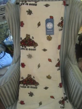 NWT LIFE IS GOOD AUTUMN FUN FLEECE OVERSIZED THROW ...."LEAF PILE ROCKET"