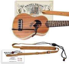 Walker  Williams U-74 Soft Tan Leather Adjustable Uke Strap for Soprano Ukes