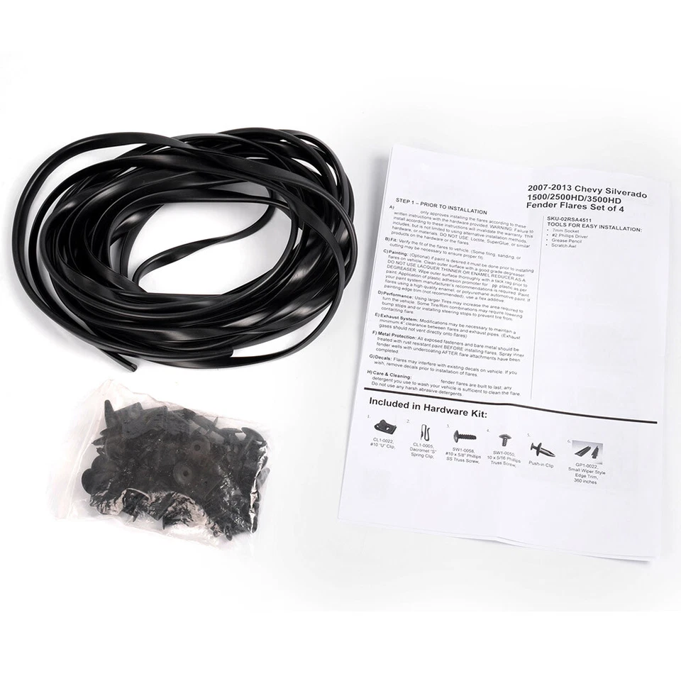 4pc Factory Style Fender Flares Fit For 07-13 Chevy Silverado 1500 2500HD 3500HD - Image 3 of 4