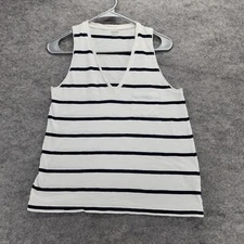 Madewell Shirt Womens Small Sleeveless Tank Top White Striped V Neck