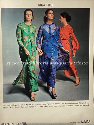 NINA RICCI Fashion Perceval Sekers Almar Advertising Year 1971
