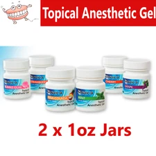 2 Pack, Mark3 Dental Topical Anesthetic Gel, 2 x 1 oz Jars, For Ulcers, USA