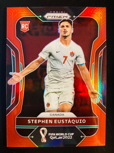 2022 Panini Prizm World Cup Qatar Stephen Eustaquio Canada Red Prizm 399 card RC