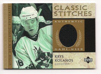 Krys Kolanos 02-03 UD Classic Portraits Classic Stitches Game Worn Jersey