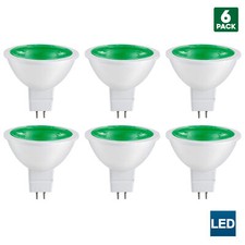 Sunlite Mr16 Green Led Bulb 12 Volt 3w Gu5.3 Base 25w Equivalent 6 Pack