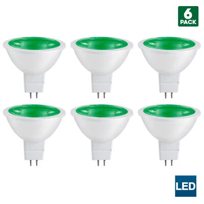 Sunlite MR16 Green LED Bulb, 12 Volt, 3W, GU5.3 Base, 25W Equivalent (6 Pack)