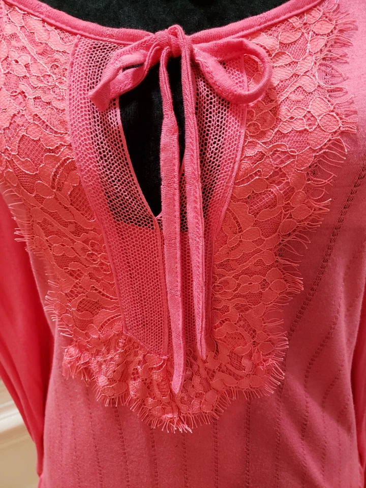 Vintage America Women's Pink 100% Viscose Scoop Neck Long Sleeve Top Blouse XL - Image 4 of 4