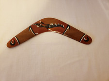 Boomerang Authentic Aboriginal Design Australia Souvenir 14" Hand Painted Wood
