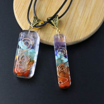 Orgone Reiki Healing Pendant Necklace 7 Chakra Stones EMF Protection Energy