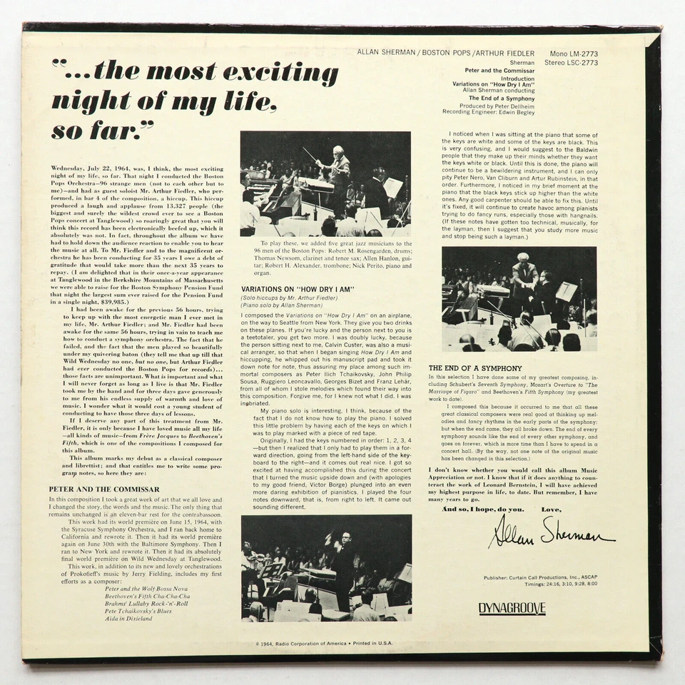 Allan Sherman / Boston Pops Orchestra - Peter and the Commissar - LP LSC-2773 Foto 3 de 4
