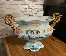 Jarrón maceta grande de porcelana italiana centro de mesa querubines ángeles
