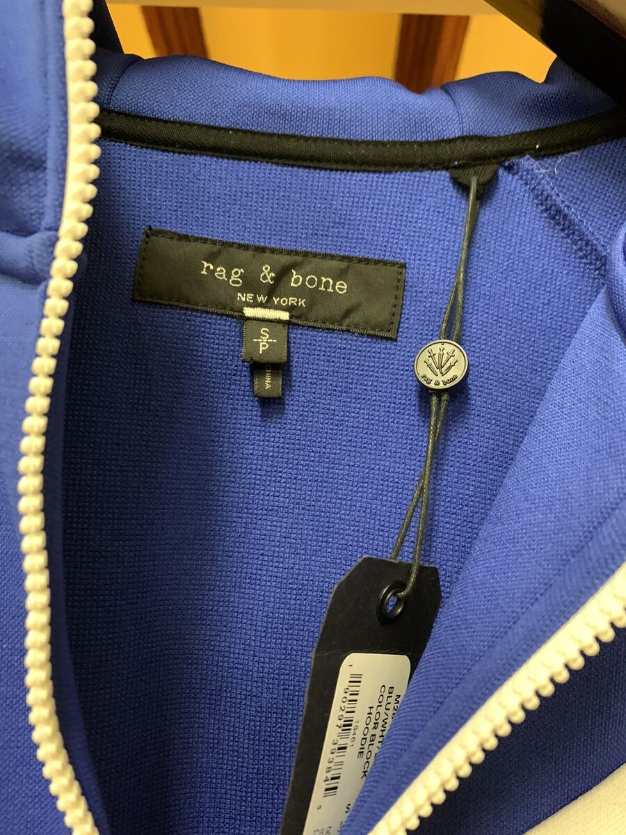 $400 RAG & BONE Men's Color Block Track Jacket Black Blue $400 RAG & BONE Men's Color Block Track Jacket Black Blue