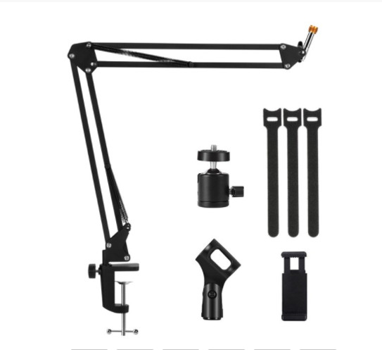 Support de bureau anti vibrations pour bras de micro et webcam afin d'éviter les secousses