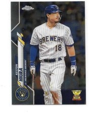 TOPPS CHROME 2020 KESTON HIURA MILWAUKEE BREWERS #25 GOLD CUP BASE CARD MINT 