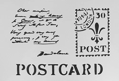 Schablone für Wände-Airbrush-Basteln-Vintage-DIY-Schriftzug Postcard 2 # 1669