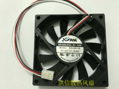 For XFAN RDL8015S DC12V 0.09A 3 line 80*80*15MM silent cooling fan