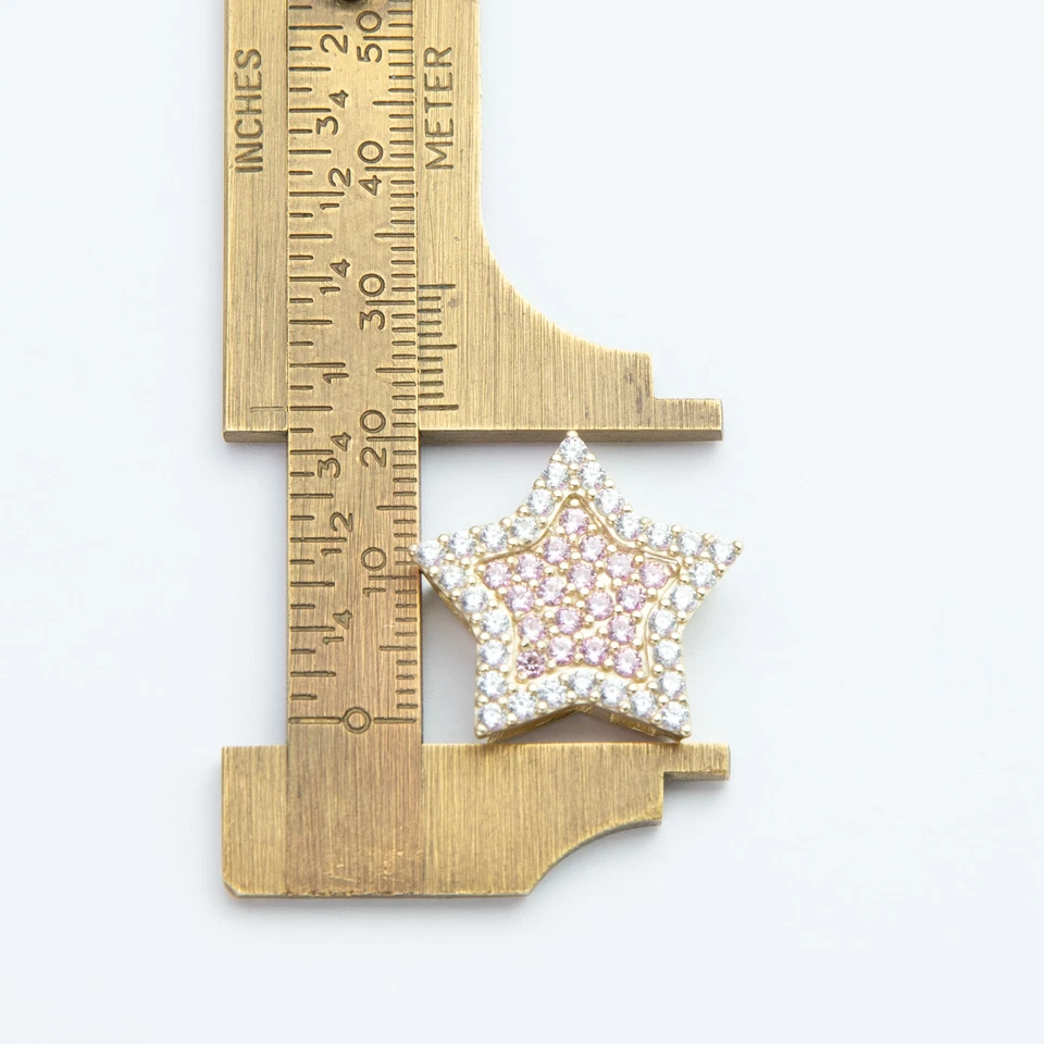 Sólido 10K Oro Brillante Colorido Estrella Colgante Collar Oro Amarillo - Imagen 4 de 4