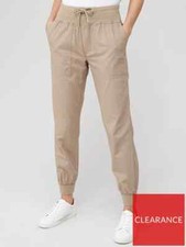V by Very Women's Cotton Poplin Joggers - Stone Beige
