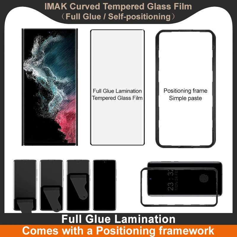 Protector de pantalla de vidrio templado pegamento completo curvo imak 3D para Samsung S22 Ultra Foto 2 de 4