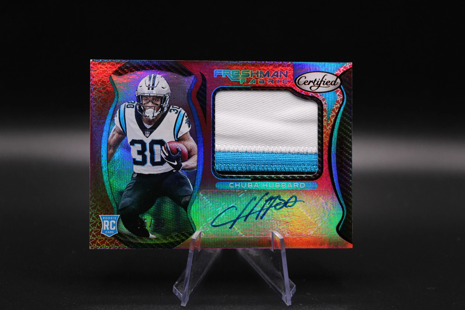 Chuba Hubbard Panini Certified #225 Signature Jersey-Mirror Red