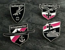 Set of 4 German Medal Lapel PIN BADGE Luftwaffe Kriegsmarine Panzers WW2 Cross