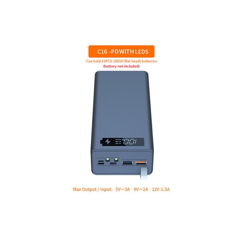5W/10W Wireless Power Bank Case DIY Battery Box per 16 Slot 18650 Li-ion Battery - Picture 23 of 26