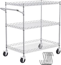 Kitchen Utility Cart, 3 Tiers, Wire Rolling Table with 661 LBS Capacity, Steel
