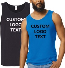 Custom TEXT, Logo, Heavy Cotton Tank Top workwear Gym for men dad gift