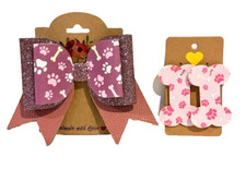 DOG PAWS HAIR Rose Pink With Multi Sparkle Faux Leather Handmade 5 By 4 Earrings