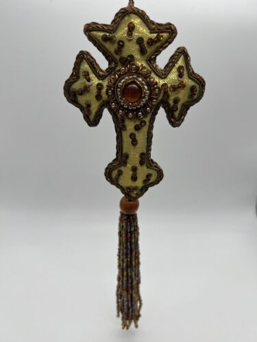Beaded Jeweled Stuffed Cross Light Pull / Ornament - Picture 1 of 11