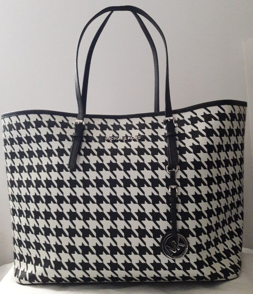 AUTHENTIC MICHAEL KORS HOUNDSTOOTH LARGE TOTE BAG… - image 1