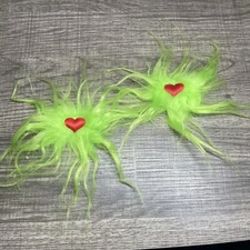 2pcs Grinch Christmas Hair Bow Heart Pigtails