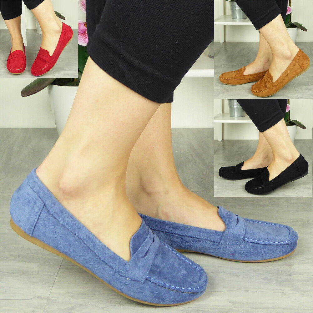 Ladies Loafers Shoes Womens Flats Pumps Comfy Office Work Slip On School  Size | eBay