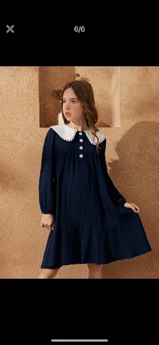 Beautiful Girls School Dress Uniform Size 6 Navy Blue 100% Cotton - Picture 4 of 6