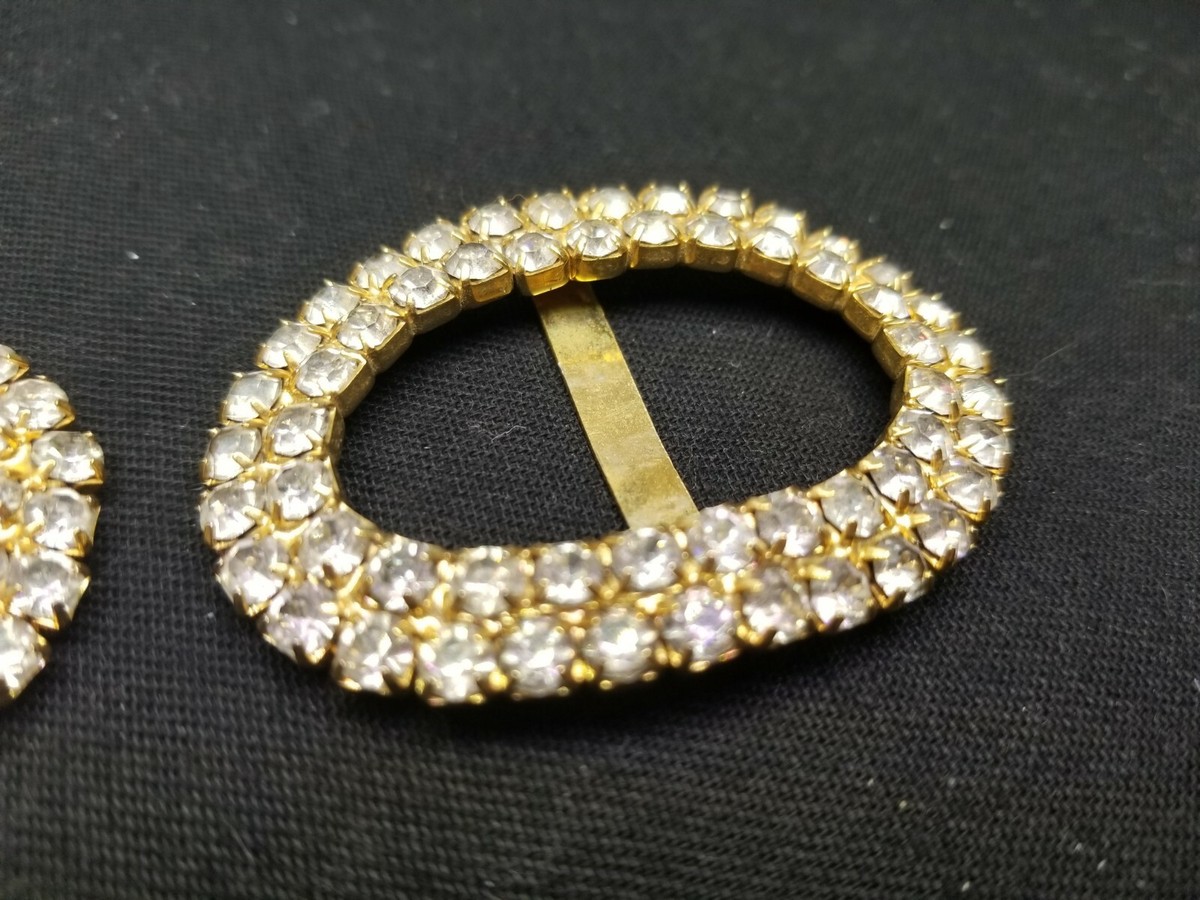 Vintage Rhinestone Buckle Belt Sash Sliding Scarf Slides  display picture 2