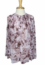 Jennifer Lopez JLO Women’s Blouse 1X Dusty Rose Pink Keyhole Tie Neck~ Feminine