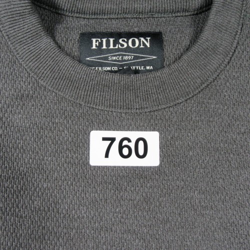 Filson Shirt Mens Medium Gray Charcoal Waffle Knit Thermal Crewneck Longsleeve - Picture 8 of 10