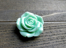Large Flower Cabochon Flatback Mint Green Rose Resin Flower 45mm Big Flatback