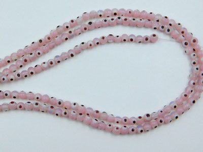 Evil Eye Beads Rose Pink Plain Polished Round Loose Beads Strand 5 mm 13'' Inches
