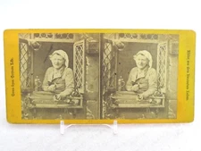 Vtg Stereoview Stereoscope Card Gems From German Life Old Man Looking Out Window