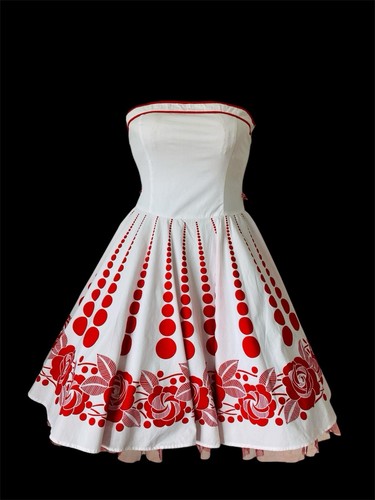 Ruby Rox Dress Polka Dot Sz 14 White Red Strapless Pinup Party Rockabilly 50s Y2 - Picture 2 of 16