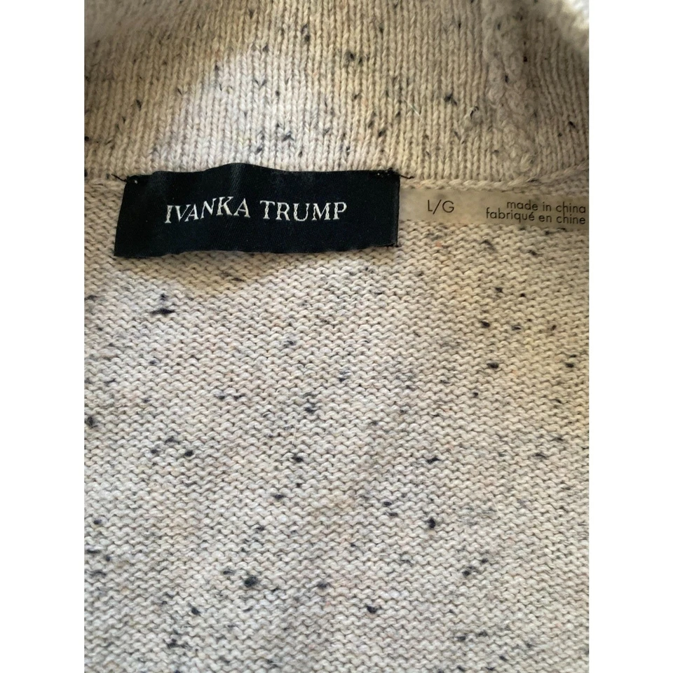 Cárdigan Ivanka Trump crema jaspeado para mujer grande acampanado algodón gris Foto 4 de 4