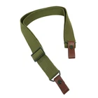 SKS Rifle Sling - Green Canvas - Metal Hardware - Leather Loop Tabs -NEW