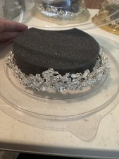 David's Bridal Pearl Floral Scroll Headband Silver 4515-0067