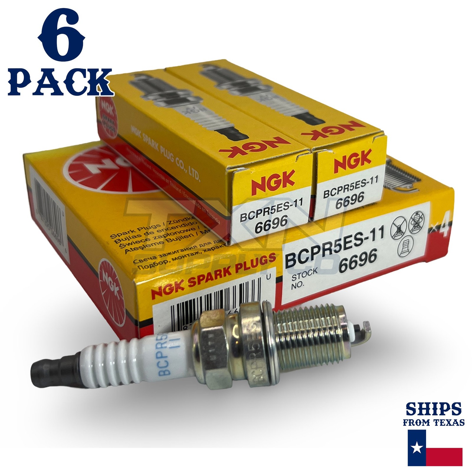 6 Pack NGK 6696 Spark Plugs BCPR5ES-11