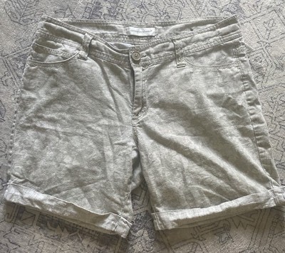 Christopher & Banks Linen Cotton Cuffed Shorts Women's 8 Floral Tan 6.5  Inseam